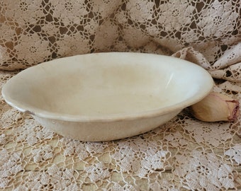 FAB Vintage Oval Discolored Ironstone Crazed Antique Serving Bowl Shabby Brocante AS-IS