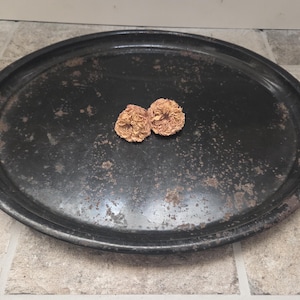 Vintage LARGE Shabby Black Metal Primitive Tray Industrial Edwardian Victorian As-Is