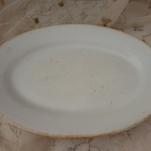 Vintage CHUNKY Bianco sporco Impazzito Antico Piatto da Portata Ironstone Shabby Brocante #2 AS-IS