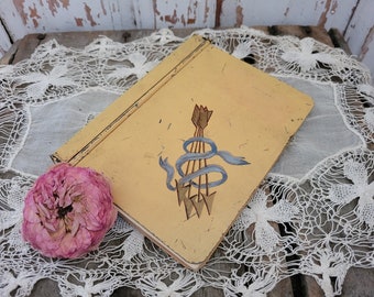 Vintage Hand-Painted Metal Arrow Ribbon Petite Address Book Agenda Shabby Edwardian Victorian Brocante FAB As-Is