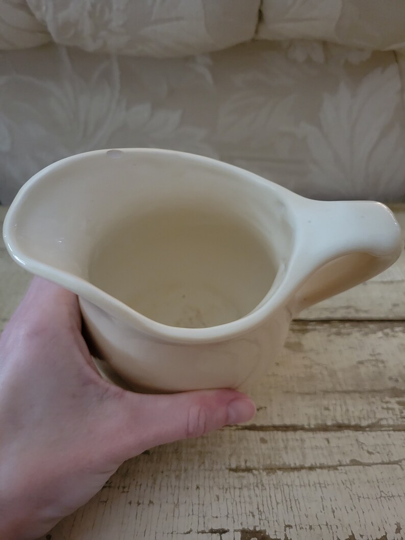 Vintage Cream Color Ironstone Pitcher Shabby Brocante AS-IS image 6