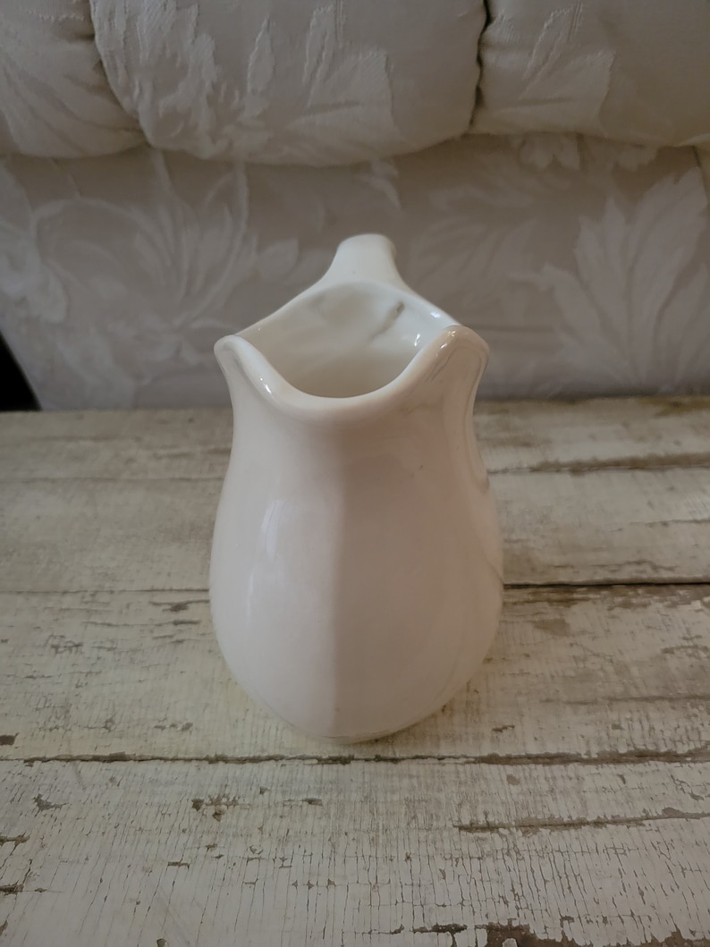 Vintage Cream Color Ironstone Pitcher Shabby Brocante AS-IS image 4