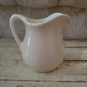Vintage Cream Color Ironstone Pitcher Shabby Brocante AS-IS image 1