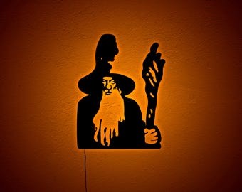 Gandalf LED Wall Art – Lord of the Rings Illuminated Decor | Middle-Earth Themed Wall Sign for LOTR Fans | Unique Birthday & Christmas Gift