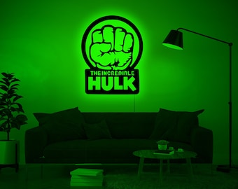 Hulk LED Wall Sign – Avengers Superhero Lighted Wall Decor | Illuminated Gift for Him | Perfect Birthday & Christmas Gift for Hulk Fans
