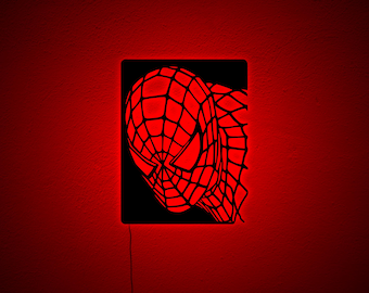 Spider LED Wall Sign – Illuminated Wooden Wall Art for Nursery, Kids’ Room & Game Room Decor, Christmas Gift for Kids Room