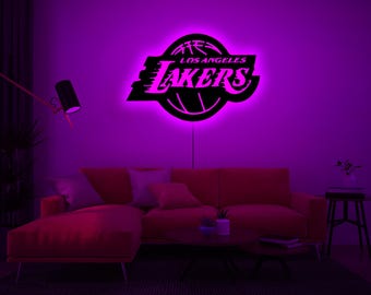 LA Lakers LED Neon Sign – Illuminated Basketball Wall Art, Los Angeles Lakers Lighted Room Decor, NBA Fan Gift, Sports & Game Room Xmas Gift