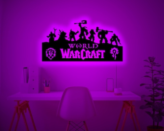 World of Warcraft LED Wall Art – Red Horde Logo Sign, Epic Gaming Room Light, Fantasy Gamer Wall Decor, Perfect WoW Gift, Christmas Gift