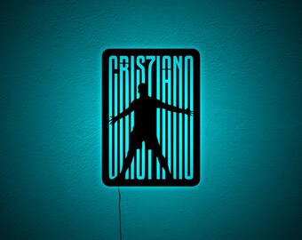 Cristiano Ronaldo LED Wall Sign: CR7 Football Decor, Football Lover Gift, Christmas Gift for Football Fans, Kids Room Decoration