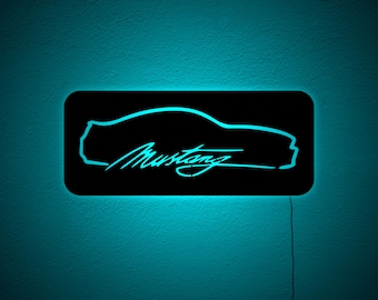 Ford Mustang LED Sign – Illuminated Pony Car Wall Art, Custom RGB Garage Light, Automotive Decor for Car Lovers & Man Cave Display-Xmas Gift