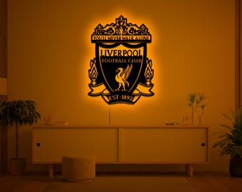 Liverpool FC Lighted Sign-Liverpool FC Wall Decor-Liverpool FC Wall Hanging-Premier Leauge Team Logo Decor-Birthday Gift-Christmas Gift