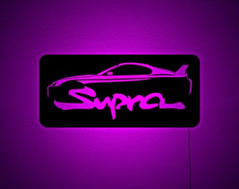 Supra LED Wall Sign – Illuminated Car Emblem, Bright Wall Decor for Game Rooms, Perfect Gift for Supra Fans & Car Enthusiasts, Xmas Gift