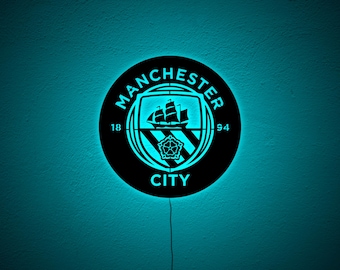 Manchester City LED Sign-Illuminated Football Wall Art-Man City Lighted Room Decor-Premier League Fan Gift-Game Room Decor-Christmas Gift