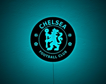 Chelsea FC RGB LED Wall Art with Remote – Illuminated Football Team Sign, Soccer Fan Room Decor, Gift for Him, Christmas Gift Football Light