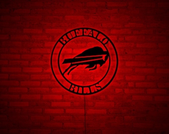 Buffalo Bills LED Wood Wall Art | NFL Team Logo Light | Football Man Cave Decor | Sports Bar Wall Sign | Fan Gift