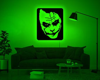 Joker LED Wall Art Sign: Heath Ledger Movie Decor, Kids Gamer Room Decoration, Christmas Gift for Joker Fans