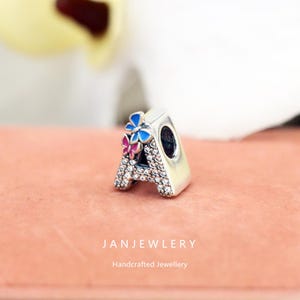 Pulsera DIY con cuentas de letras de plata S925 con letra A y mariposa que brilla en la oscuridad compatible con Pandora