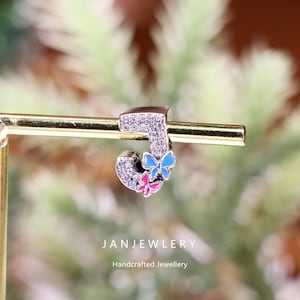 Joyas de bricolaje con cuentas de letras de plata S925 con letra J y mariposa que brilla en la oscuridad compatibles con Pandora