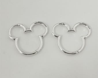 pandora Mickey Mouse Silhouette Hoop Earrings