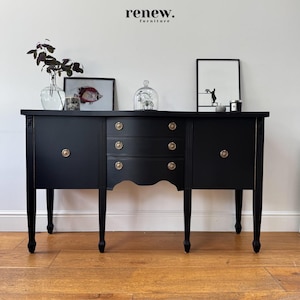 Elegant Black Painted Reproduction Georgian Style Sideboard, Console. Hallway, Dining and Living Room, Solid Piece