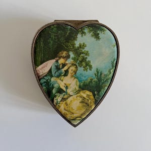Vintage French Gilt Heart Music Box: Schmid Bros Brass Keepsake