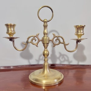 Vintage Brass Candelabra: 2-Arm Ornate Candle Holder