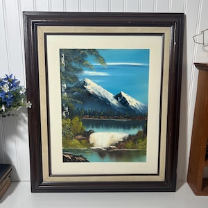 Original Oil on Canvas, Landscape Lake/ Mountain Scene Signed by Artist