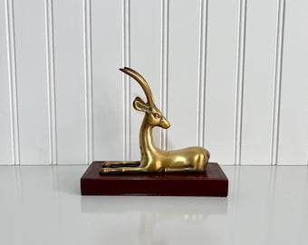 Vintage Brass Gazelle Bookend | Mid Century Animal Figurine