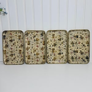 Vintage Paper Mache Serving Trays: Floral Bird Garden, Set of 4, Japan