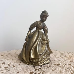 Vintage Victorian Lady Hand Bell - No Clapper, Brass Bell Home Decor Accent