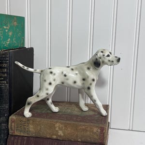 Vintage Dalmatian Dog Figurine | Black and White Spotted Ceramic Collectible | Mid Century Animal Statue | Dog Lover Gift