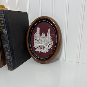 Vintage Oval Frame British Clock Tower Antique Lace Wall Hanging
