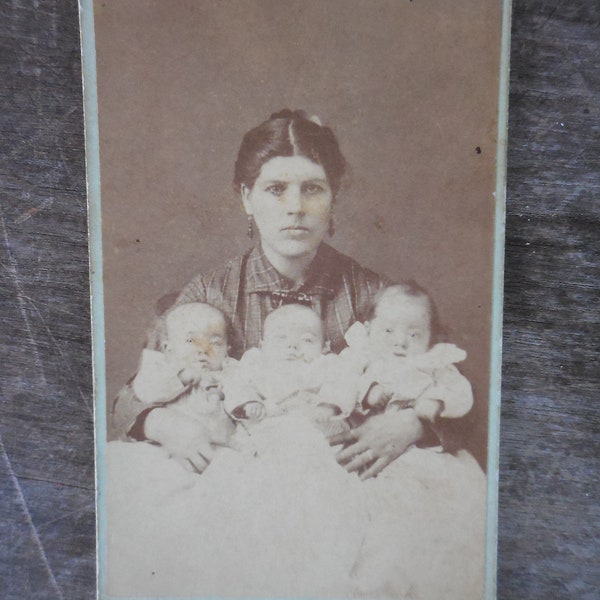 Galena Kansas Dorman CDV Photo Mother and Triplet Babies