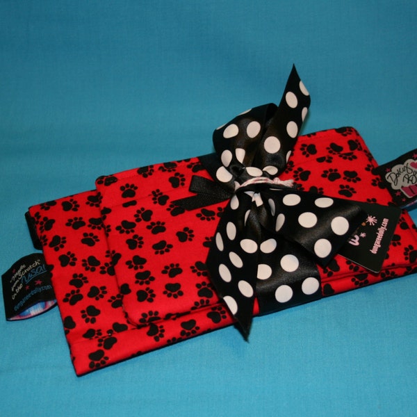 Dolly Bags - Mini Bag and Coin Purse Gift Set in Red Paw Prints