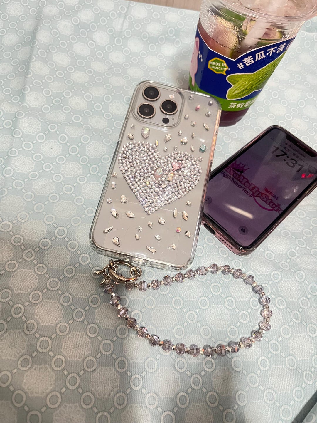 Rhinestone Heart iPhone Case With Charm, Bling Sparkling Cover - Etsy
