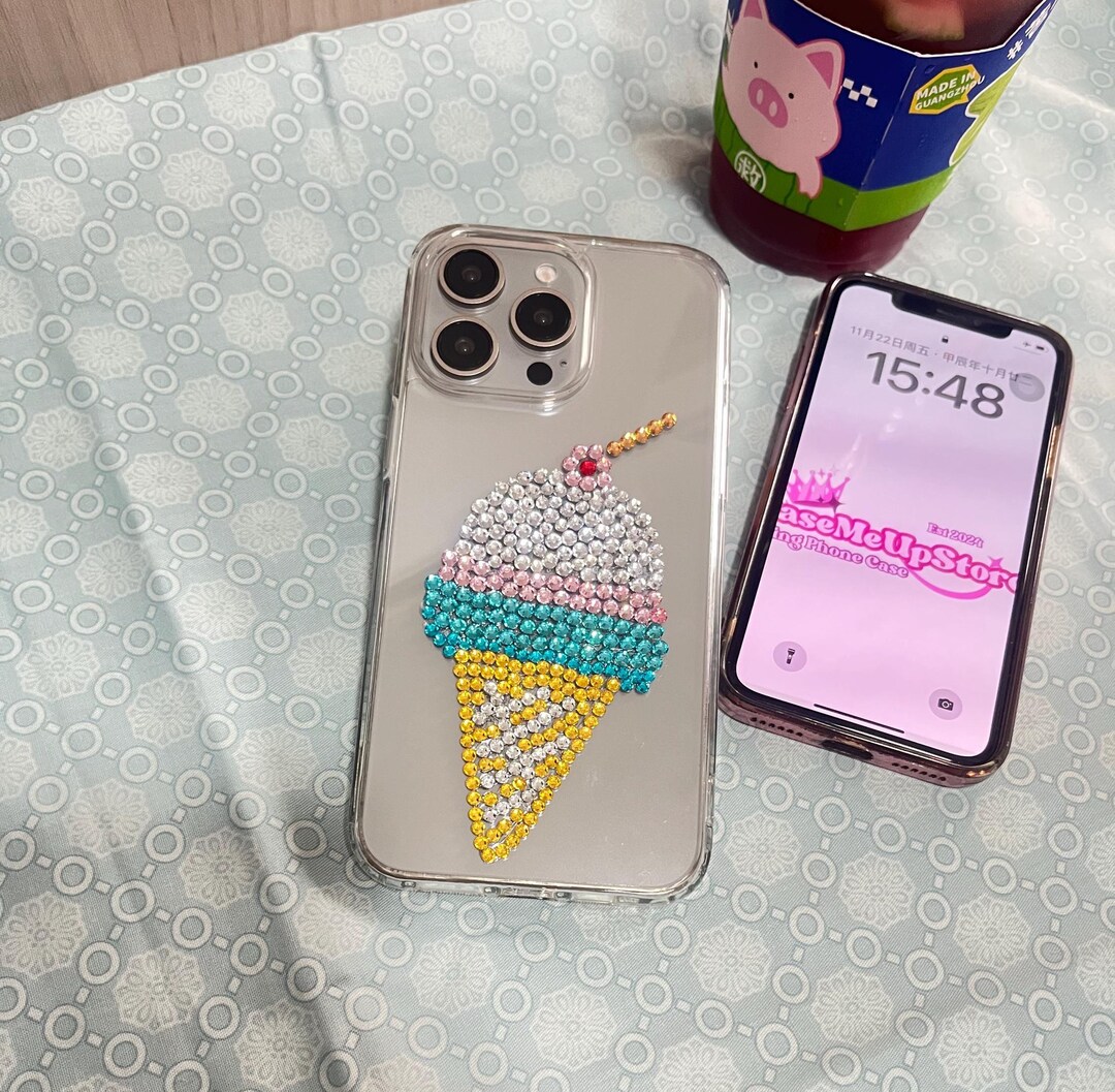 Ice Cream Rhinestone iPhone Case With Charm - Etsy