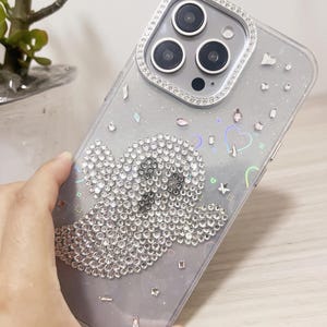 Bling Ghost Rhinestone for iPhone 16/15/14/13/Pro Max/Pro/Phone case with Rhinestone charms/Customized Sparkling Rhinestone Phone Case
