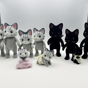 Sylvanian families/Calico Critters  New out of box spare figurine: Fisher cats Midnight cats, mom,dad, siblings, baby, Replacement no cloth