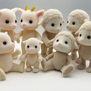 Sylvanian families/Calico Critters Swap, New out of box spare figurine: sheep, goat, mom, dad, siblings, baby, Replacement naked miniature