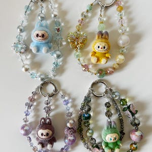 Lafufu keychain -mini gradient color Lafufu have a seat mini phone charm - cute mini lafufu purse charm - Y2K bag charm - gift for her