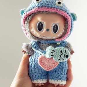 Crochet Labubu Outfit – Inspired by HANGYODON  – 3-Piece Handmade Set - gift for Labubu fan - cute fish costume for Labubu - crochet overall