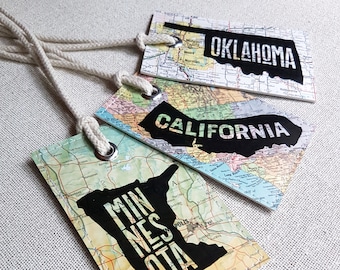 1 Custom state luggage tag made with original maps