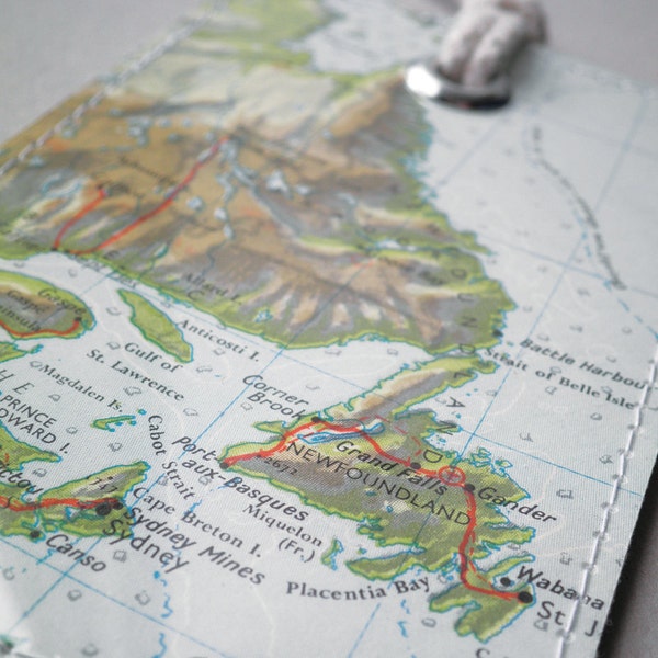 Canadian East Coast luggage tag made with original map