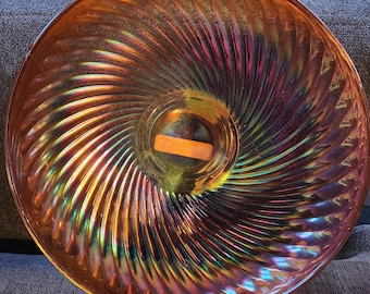 Consolle Imperial Swirl Iridescent Carnival Glass in Marigold