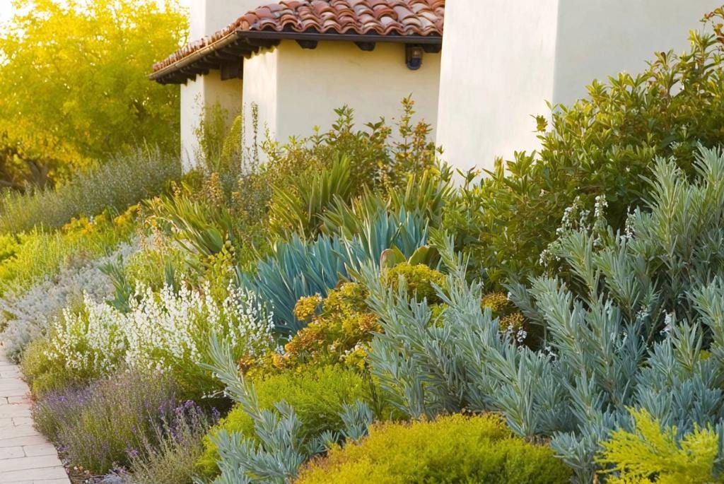 Spanish Garden Design Border: Planting Plan - Full Sun - Etsy