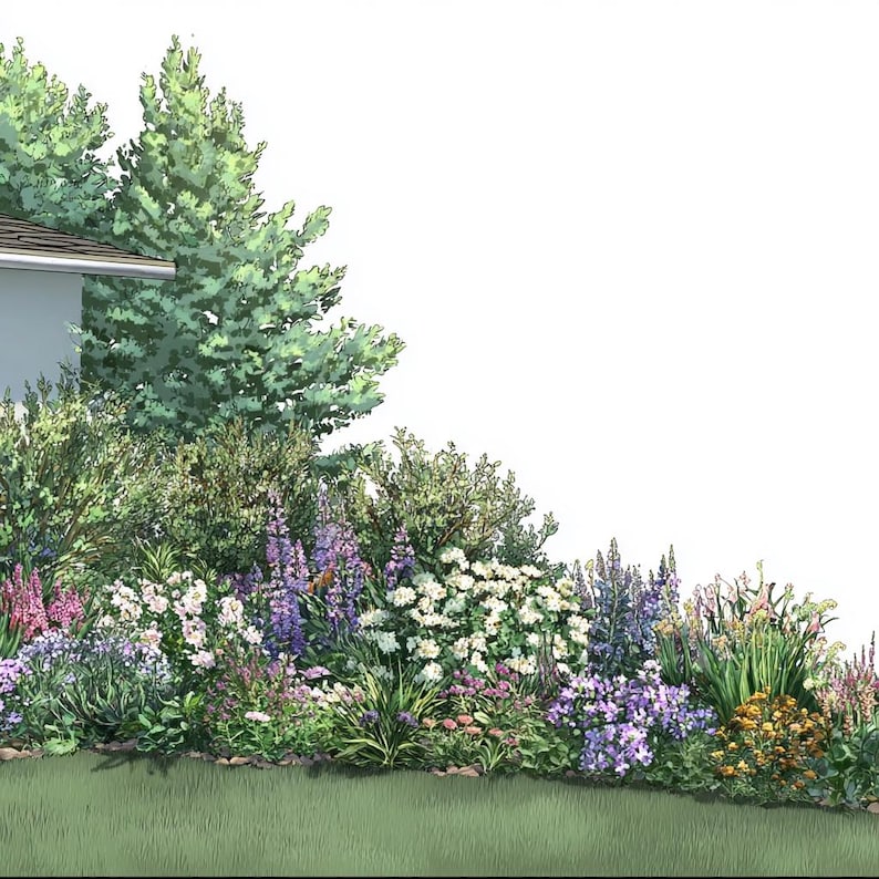 Sierra Nevada Garden Design Border (full Sun) Planting Plan - Etsy