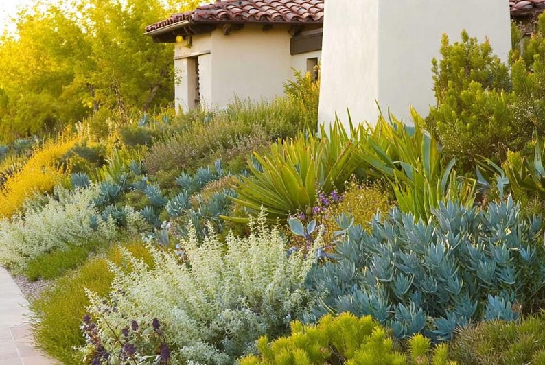 Spanish Garden Design Border: Planting Plan - Full Sun - Etsy