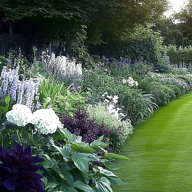 Burgundy & Sage Garden Design Border - Planting Plan (full Sun) - Etsy