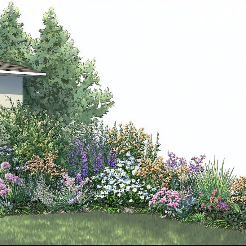 Sierra Nevada Garden Design Border (full Sun) Planting Plan - Etsy