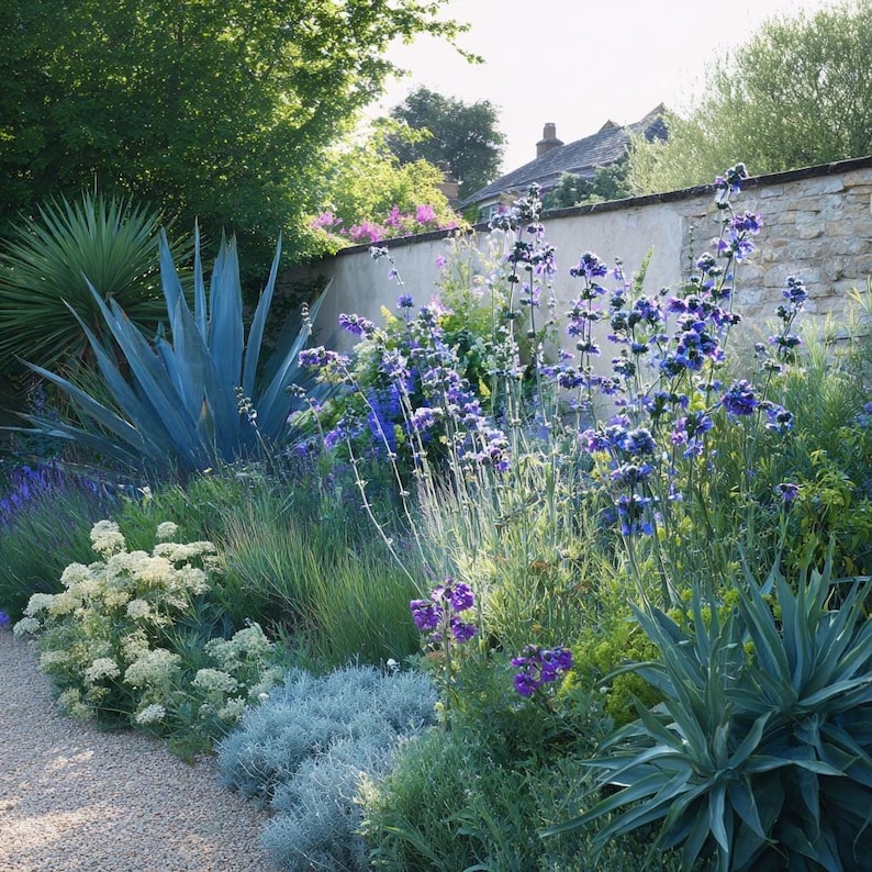 Mediterranean Blues Garden Design Border (full Sun) Planting Plan - Etsy